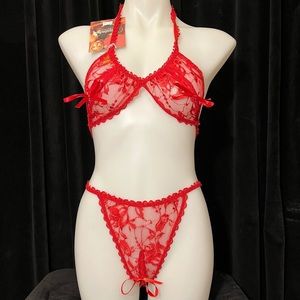 Vintage 80s Peek-A-Boo Cut Out Lingerie Set